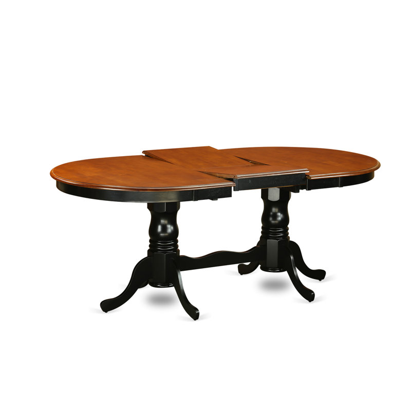 5 Piece Dinette Set for 4 Includes an Oval Dining Room Table with Butterfly Leaf and 4 Dining Chairs, Black & Cherry