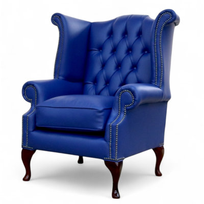 Upholstered Full Grain Leather Wingback Chair