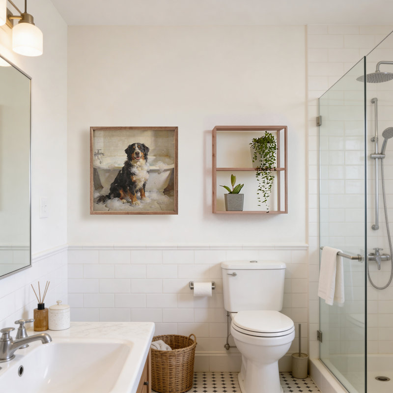 Bath Time Bernese Mountain Dog, 4" H x 4" W