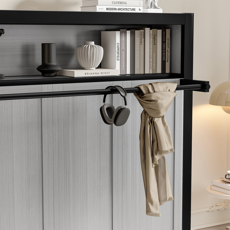 Lit escamotable avec tablettes Murphy, Gris