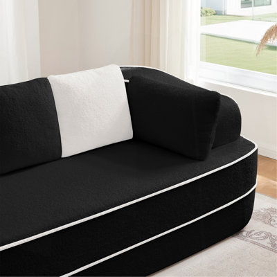 Left Chaise Sofa W/Pillows Teddy Fabric