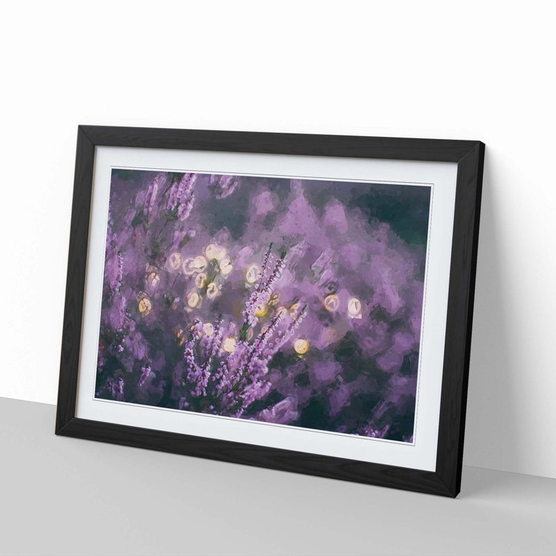 Purple Lavender in Abstract - Picture Frame Graphic Art Print, 35cm H x 50cm W x 2cm D, Black