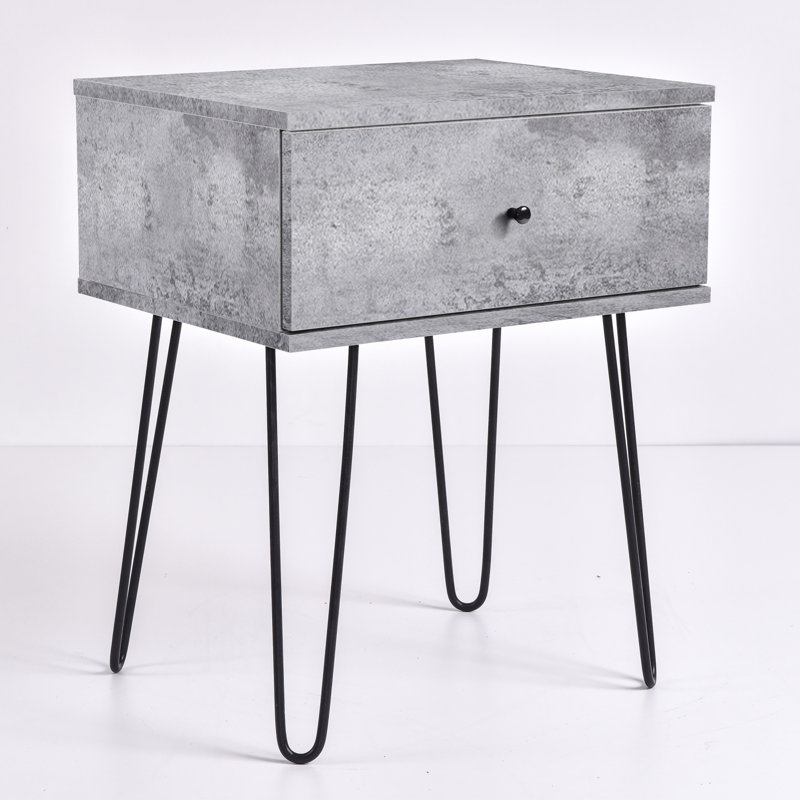 muir 50.2 cm W Bedside Table, Iron Slate