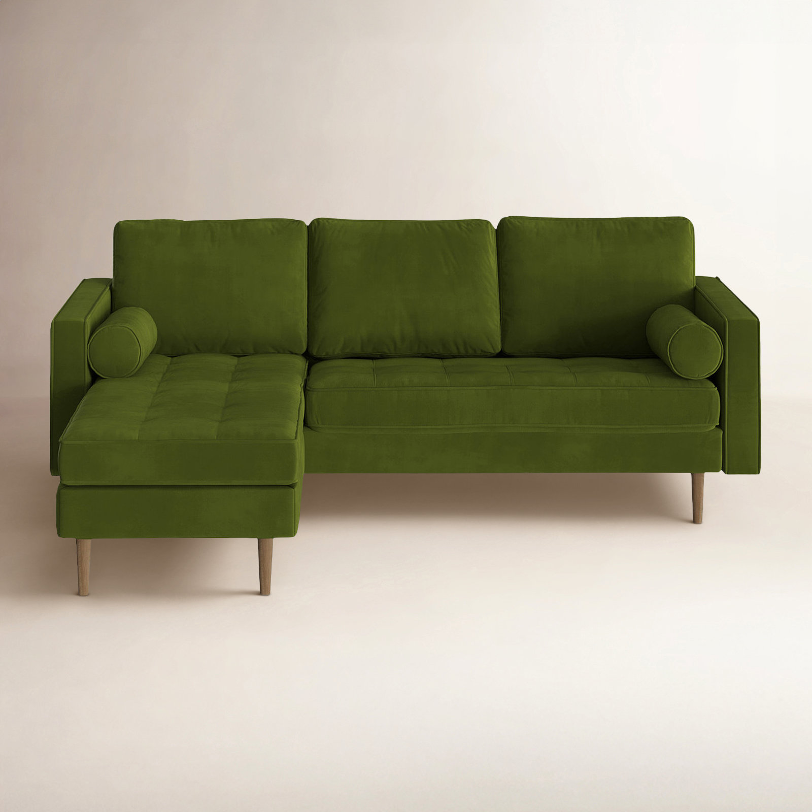 Geo 84" Wide Reversible Sofa and Chaise, Bella Forest Performance Velvet