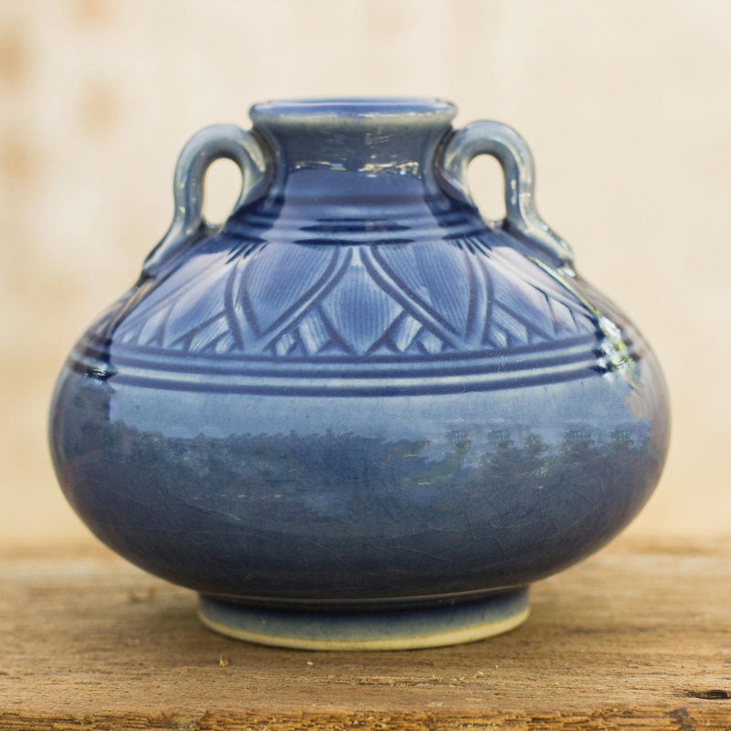Timmie Handmade Ceramic Table Vase, Blue