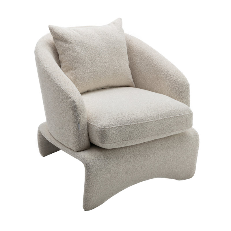 27" Wide Upholstered Accent Chair, Beige 100% Polyester