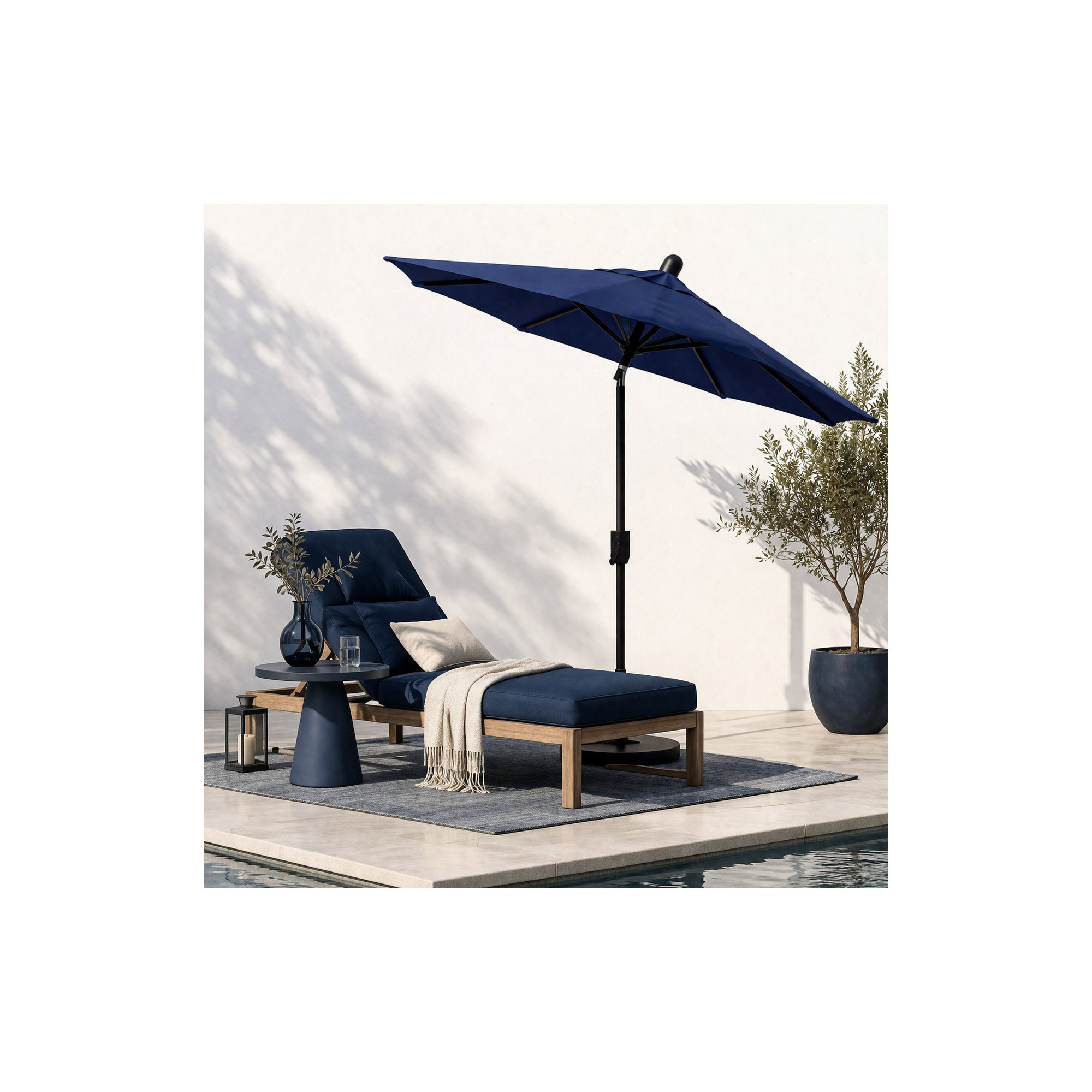 Natalie 74.5'' Outdoor Umbrella, Navy, Antique Bronze