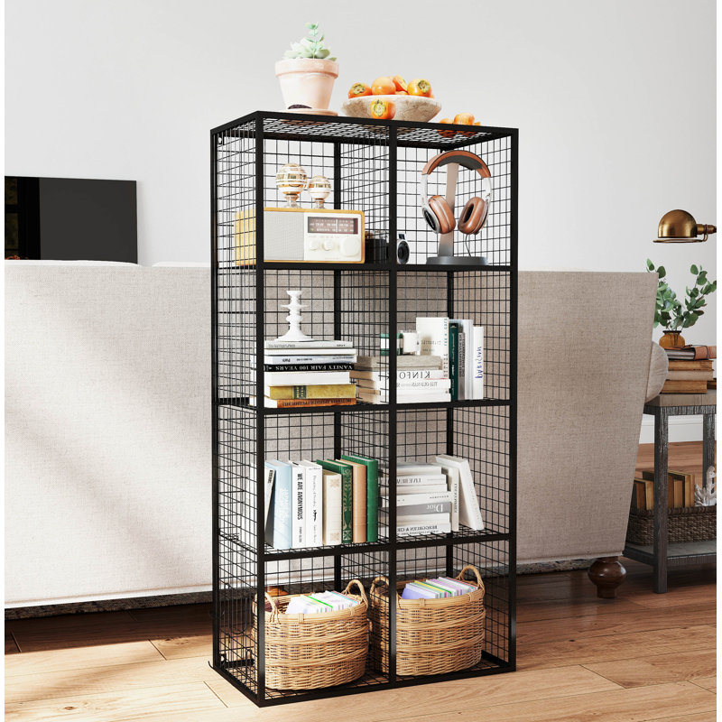 8 Cube Metal Storage Organizer,Display Modular Bookshelf Shelf for Bedroom,Office,Black