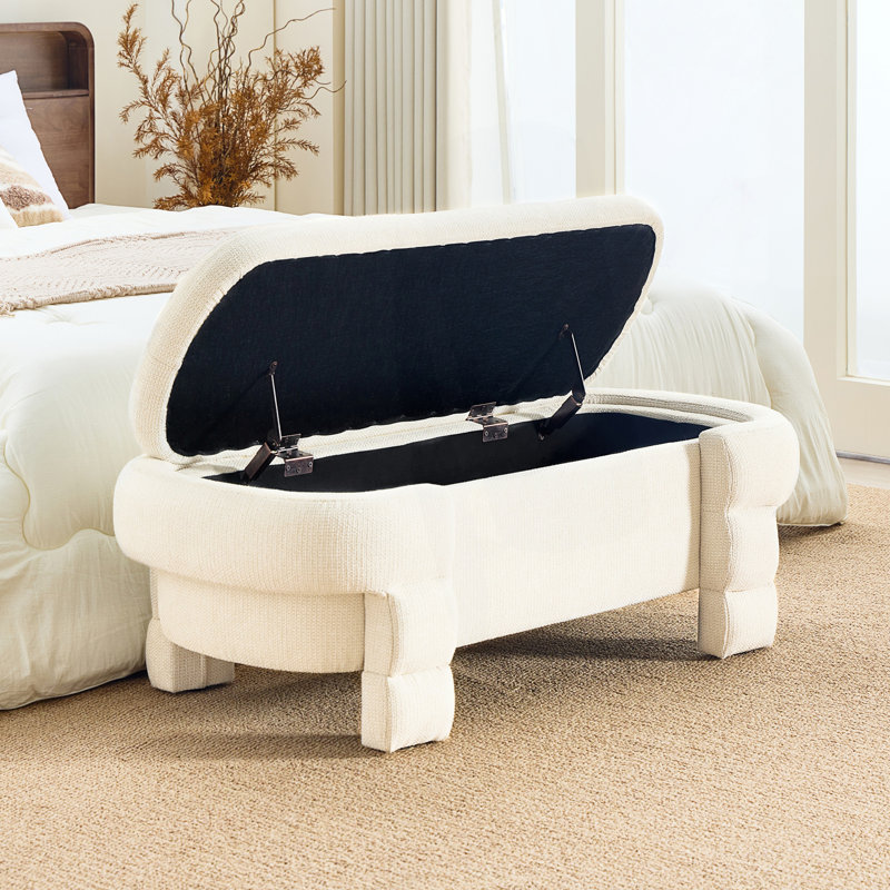 Pouf avec rangement, banc de rangement, banc d'entrée rembourré avec siège, Beige, Beige, Beige