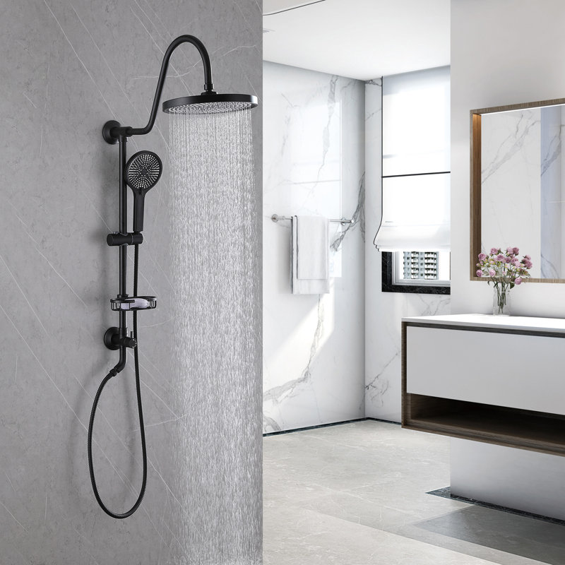 Diverter Complete Shower System, Matte Black