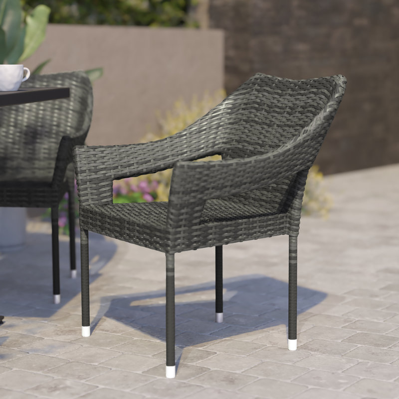 Chaises de patio antidérapantes en rotin PE de qualité commerciale Antoinique, gris, 1