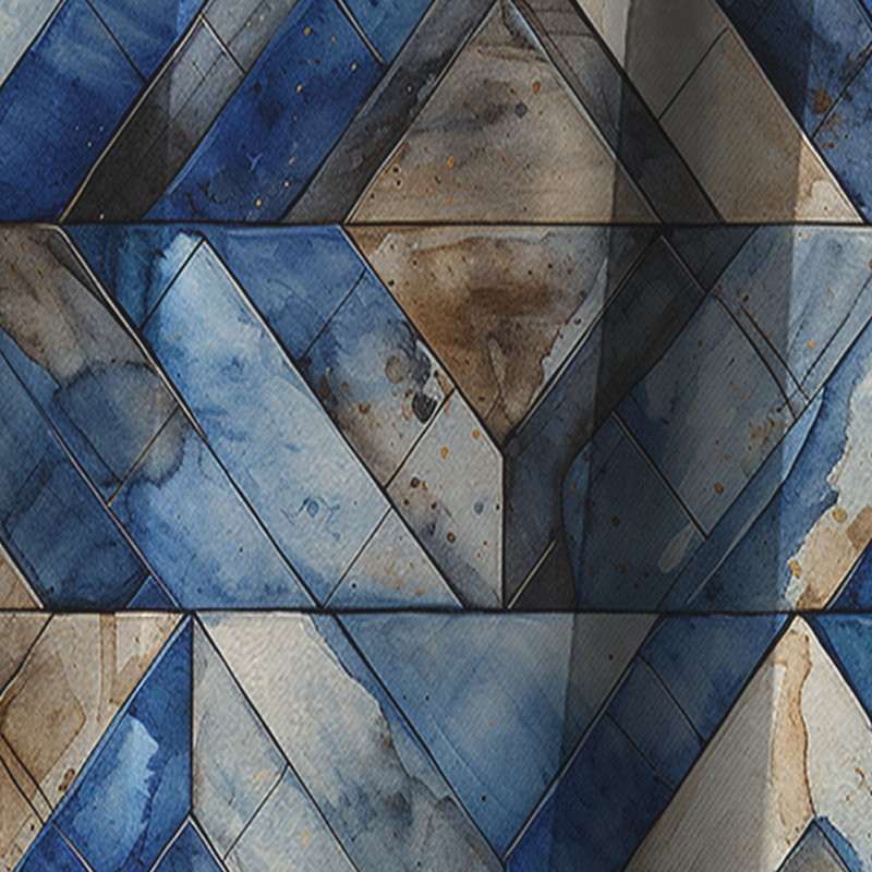 Rustic Cobalt Lattices Elegance I - Rideau abstrait - Rideau géométrique occultant - 1 panneau, L 52 po x L 108 po