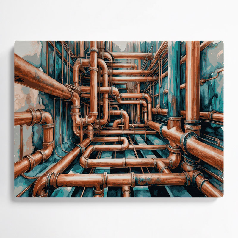 Art mural en métal Sci Fi Copper, H 132 po x l 168 po x P 0,05 po