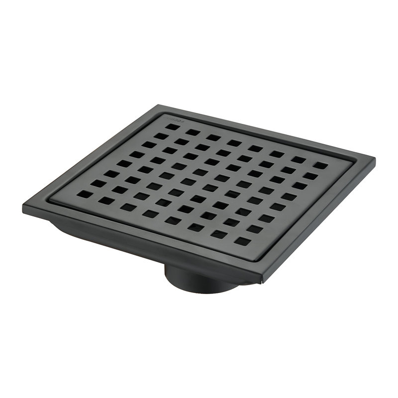 6 Inch Square Shower Floor Drain  Square Shower Floor Drain With Flange,Pattern Grate Removable,Food-Grade SUS 304 Stainless Steel