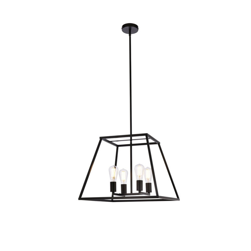 Lustre linéaire à 4 lumières Gloriajean, Noir, H 15,7 po x l 20 po x P 20 po