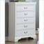 Commodes à 5 tiroirs, commode blanche moderne en contreplaqué | Blanc | Accents de pin massif