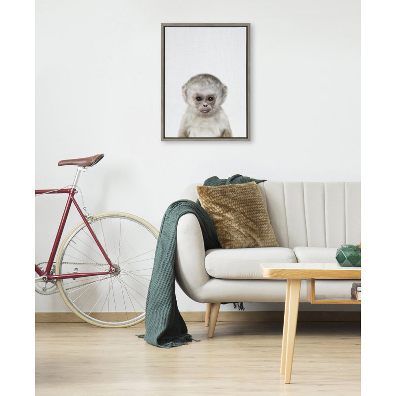 «Monkey Color» par Simon Te, reproduction d'art sur toile encadrée, Gris