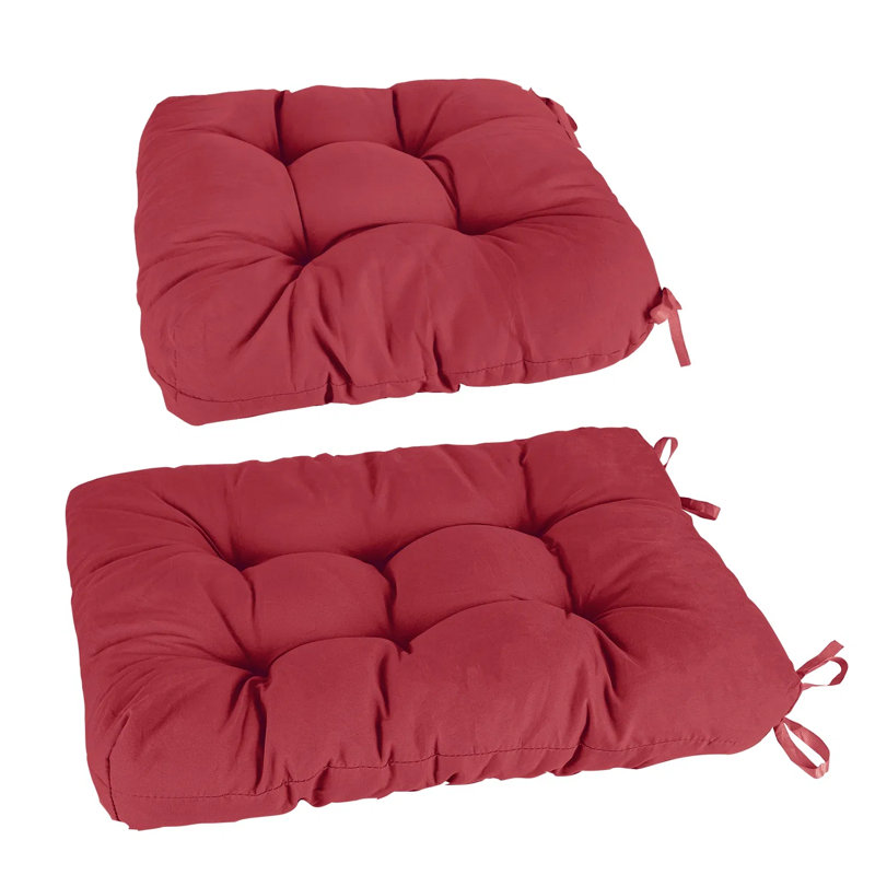 Waterproof Oxford Chair Cushion - Thick Polyester, Non-Slip Straps, Sun-Resistant, Red