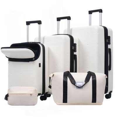 Ensemble de bagages 5 pièces avec sacs Hardside, bagage à main semi-ouvert 20 po avec port USB, bagage extensible 24 po 28 po avec roulettes doubles verrou TSA