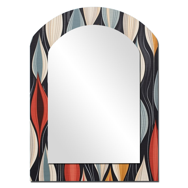 Miroir mural rétro AbstractAleaves II, 34 po x 25 po
