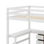 Lit mezzanine double avec bureau intégré, escalier élégant, armoire de rangement spacieuse et bibliothèque élégante-195269447