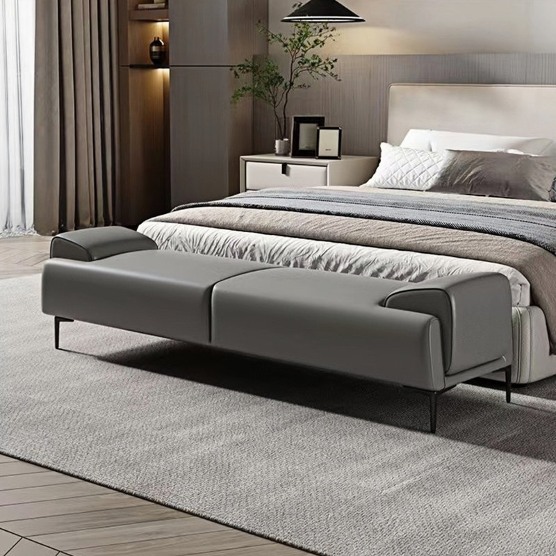 Sayanna Upholstered Bench, 17.71" H x 70.86" W x 17.71" D, Grey