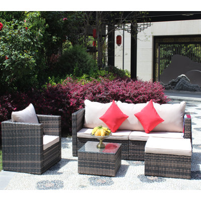 4 Pieces Patio Furniture Set Sectional Furniture Set Garden Patio Sofa Set