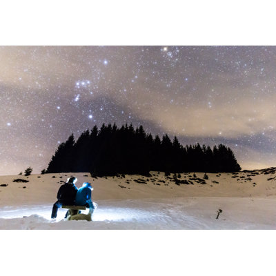 Milky Way with two people 1 Piece Wrapped Canvas Wall Art