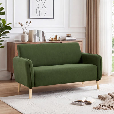 Zada 57.28" Wide Modern Corduroy Upholstered Sofa With Solid Wood Legs
