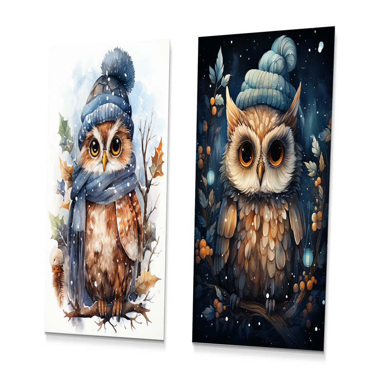 Winters Owl Nursery Serenity I - ensemble de 2 décorations murales en métal hibou, H 28 po x l 24 po