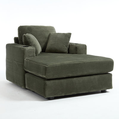 Corduroy Upholstered Chaise Lounge Sofa