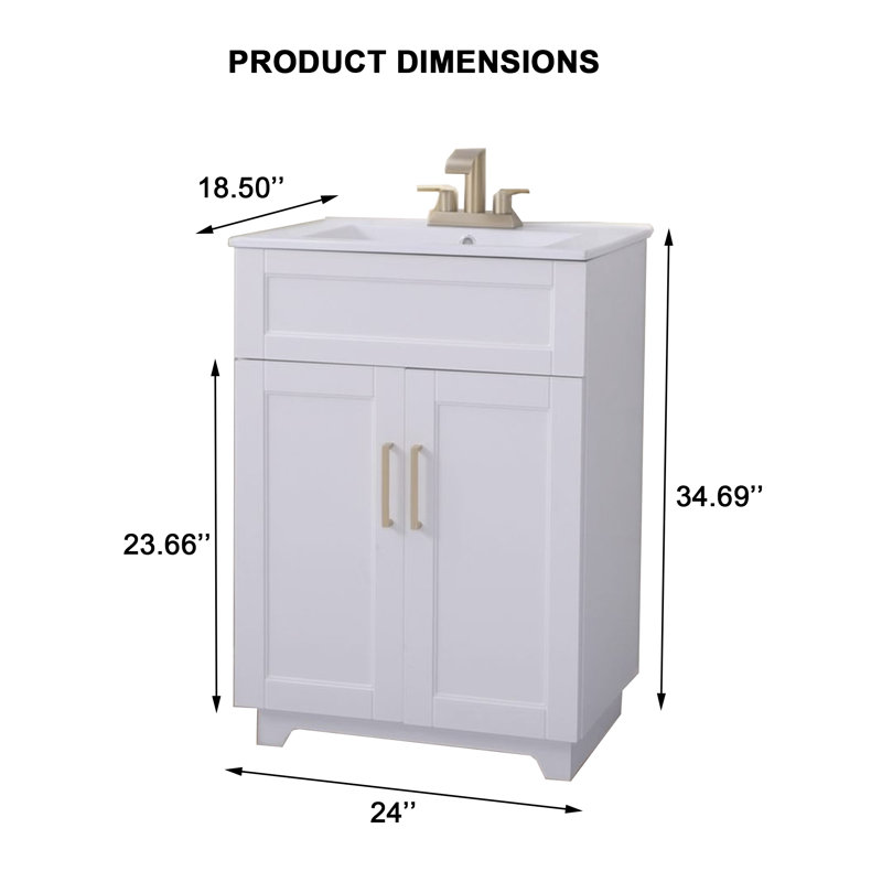 Ensemble de meuble-lavabo simple blanc 24 po