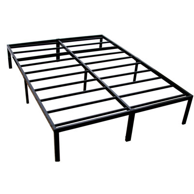 Base de lit plate-forme en acier noir moderne, solide et solide, avec rangement sous le lit, transportant 2000 livres de poids lourds, look simple et épuré, fonction de rangement