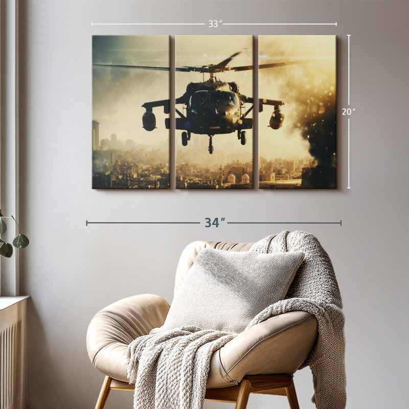 «Black Military Helicopters», 3 pièces, H 20 po x l 33 po