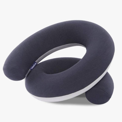 Vesta Loop Travel Neck Pillow – S-Shape Memory Foam With Spiral Chin & 360° Support, Airplane, Car & Office Pillow (Space Grey)