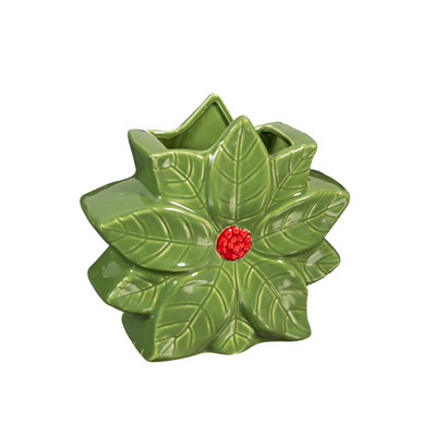 Holiday Poinsettia Shaped Ceramic Vaes