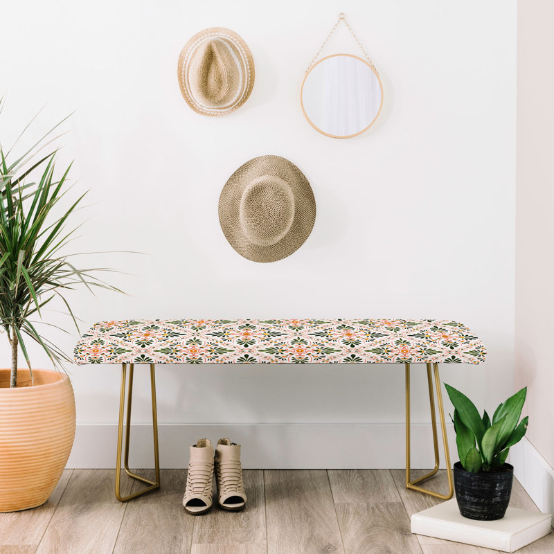 Banc rembourré Marta, Vert / orange / floral