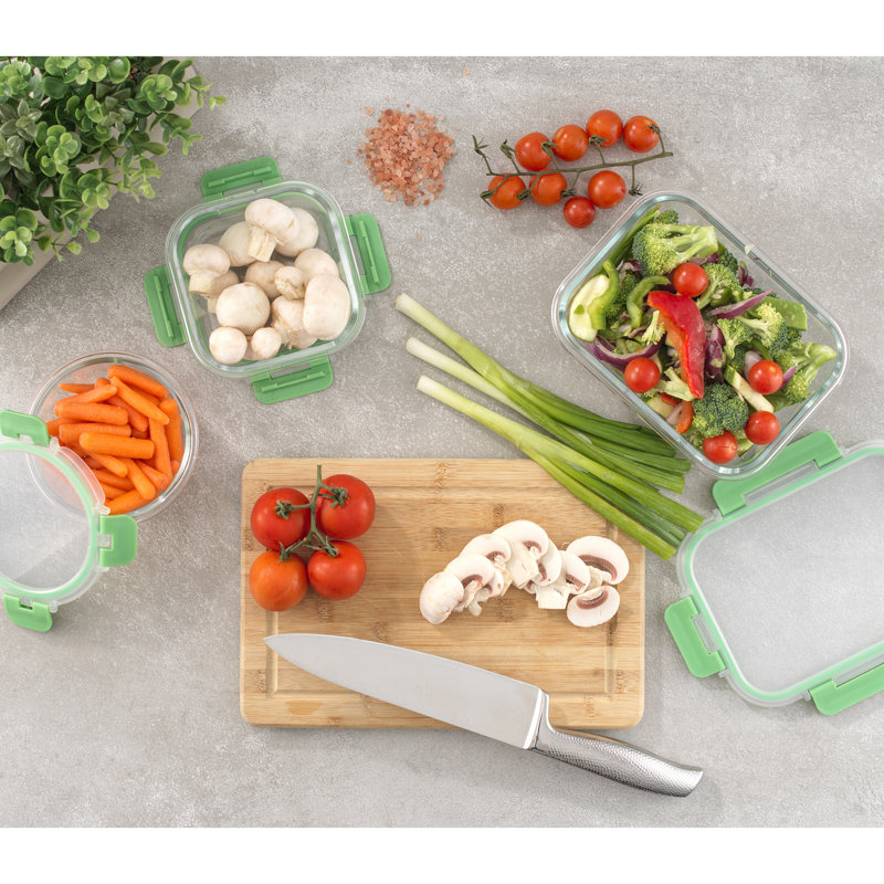 JoyFul 24-Piece Bright Green Glass Storage Containers with Leakproof Lids