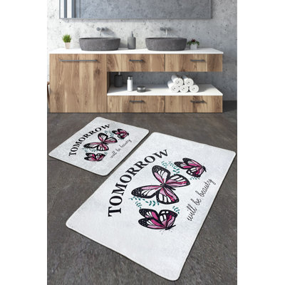 Ensemble de tapis de bain antibactérien (2 pièces), 100% polyester, 23,6 po x 39,4 po et 19,7 po x 23,6 po | Dessous antidérapant, 700 g / m² | Lavable à la machine, séchage rapide, idéal pour la sécurité et le confort de la salle de bain