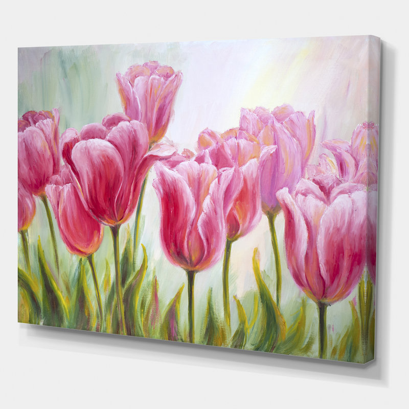 Tulipes, fleurs, peinture sur toile, H 12 po x l 20 po x p 1 po, Toile tendue