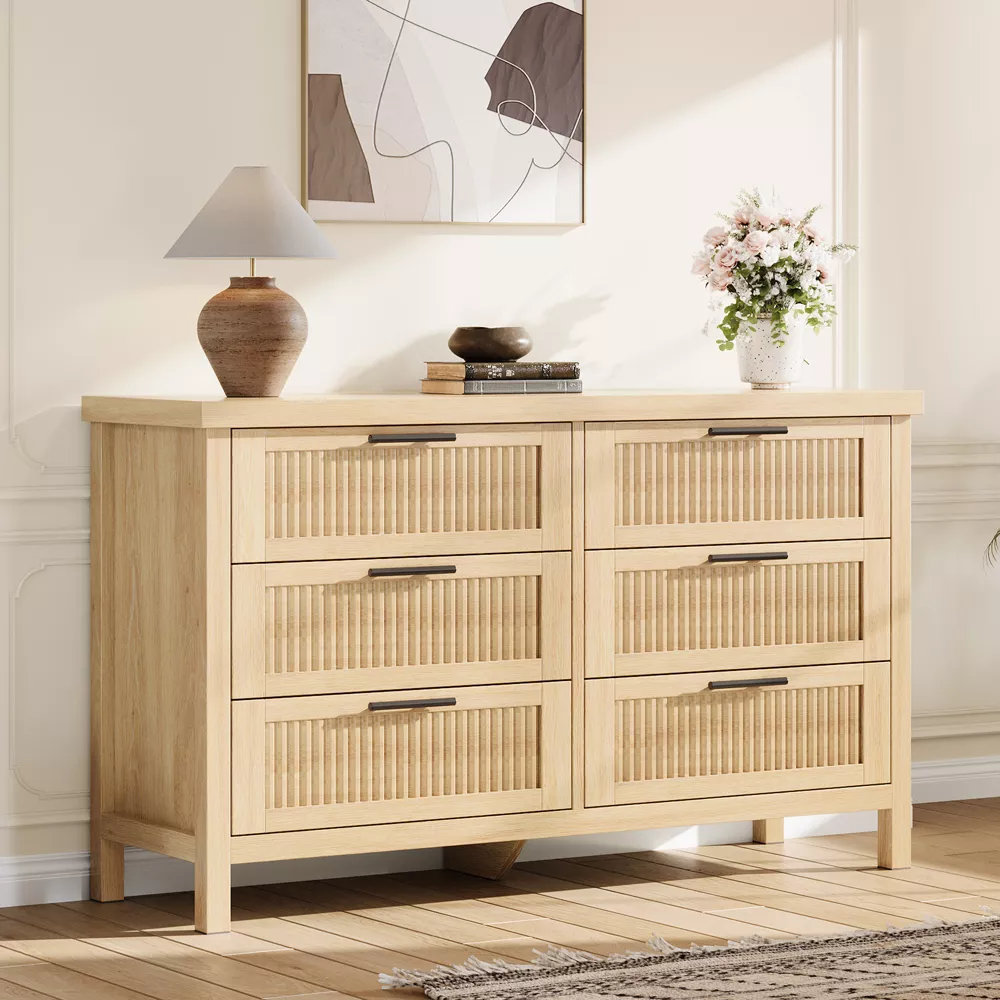 Ebern Designs 6 Dresser, Storage Chest of Drawers with Wooden Spacious ...