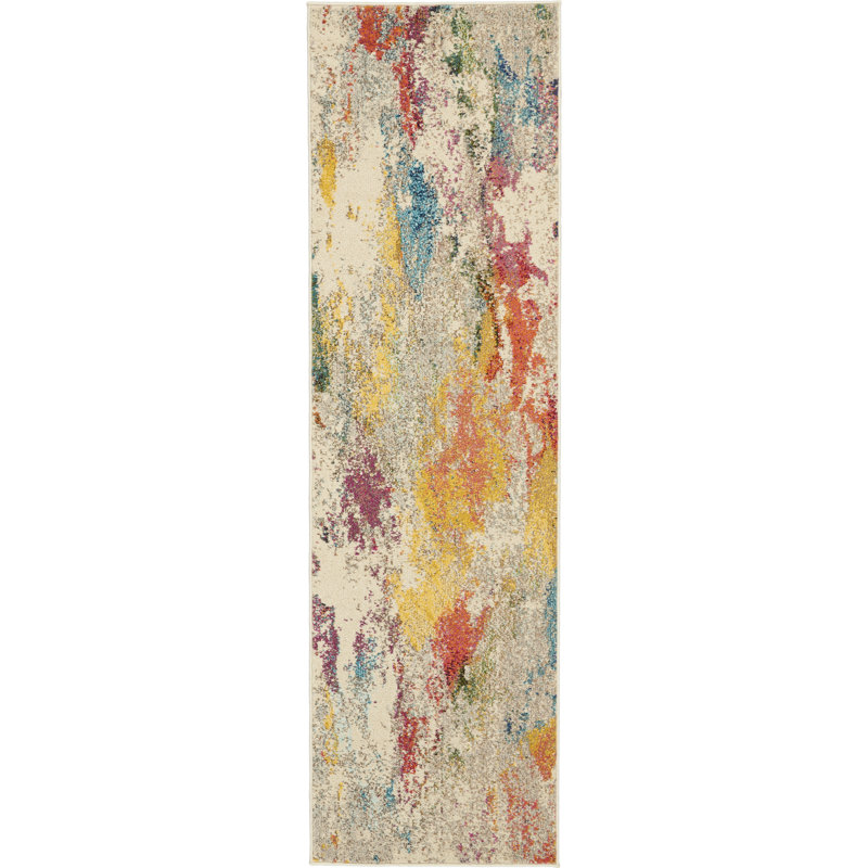 Tapis ivoire / jaune Allegro, Tapis de couloir 2 pi 2 po x 7 pi 6 po