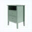 Table de chevet cannelée verte 18 po avec 2 tiroirs, table de chevet de chambre à coucher moderne, table de bout avec canapé et rangement-129366152-129366150