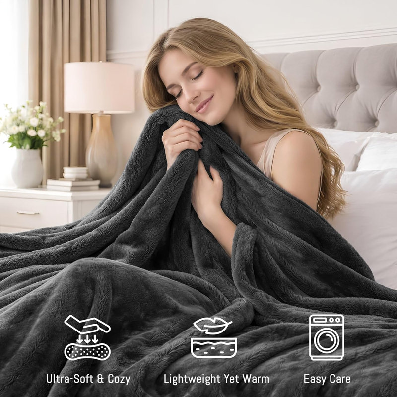 Luxury Flannel Fleece Blanket – Ultra-Soft Plush Microfiber Throw, Easy Care for Bed, Sofa, Camping & Travel, 130cm x 150cm
