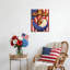 Aigle, croix, drapeau, toile, art mural, 8 x 10 pouces