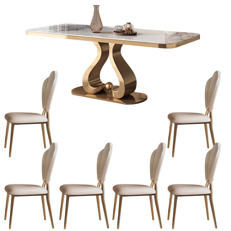 Luxury modern rectangular dining table sets, 29.5"H x 70.9"L x 35.4"W