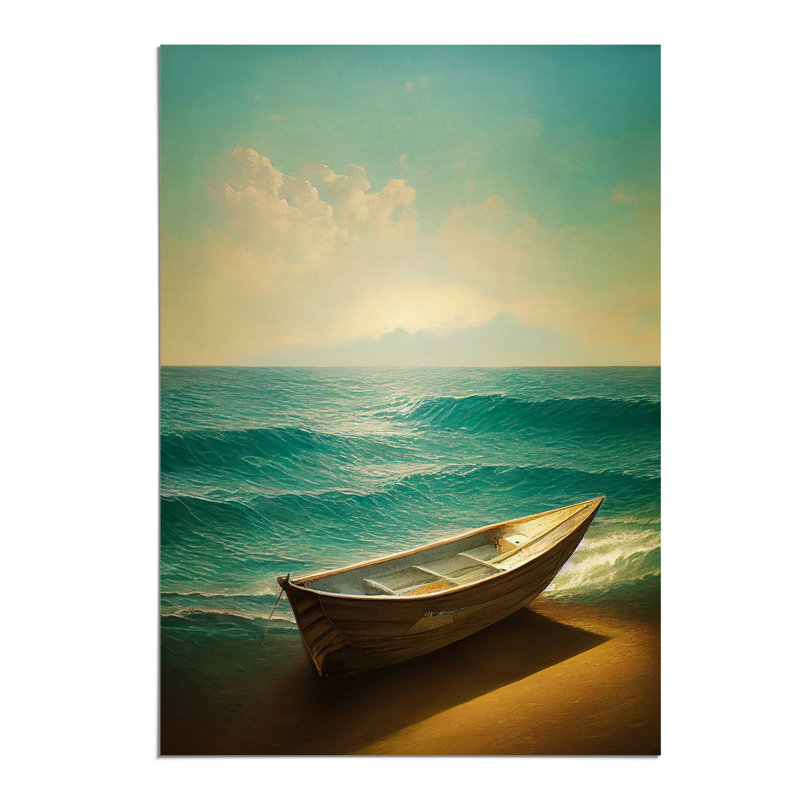 Boat on the Beach - Wall Art, Paper, 42cm H x 29.7cm W, No Matte