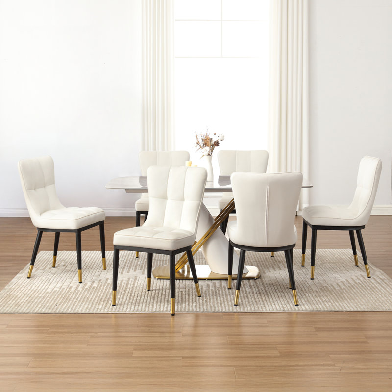 Velvet Upholstered Dining Chair, White