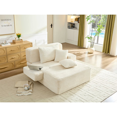 Convertible Oversized Chaise Lounge Sofa Bed with Adjustable Backrest & Storage Pocket