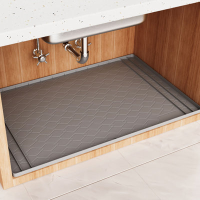 Under Sink Mat for Kitchen Waterproof  34" x 22" Silicone Under Sink Liner